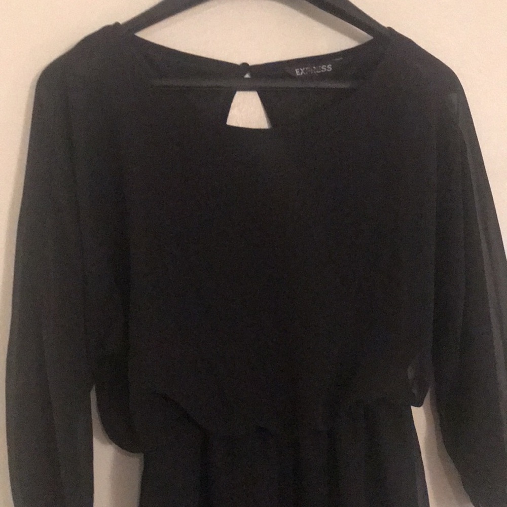 EXPRESS LONG SLEEVE DOLMAN CHIFFON DRESS XS - Picture 7 of 7